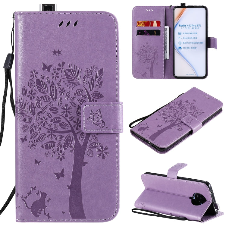 Tree & Cat Embossed Pattern Horizontal Flip Leather Case with Holder & Card Slots & Wallet & Lanyard, For Xiaomi Redmi K30 Pro, For Huawei Nova 7 Pro