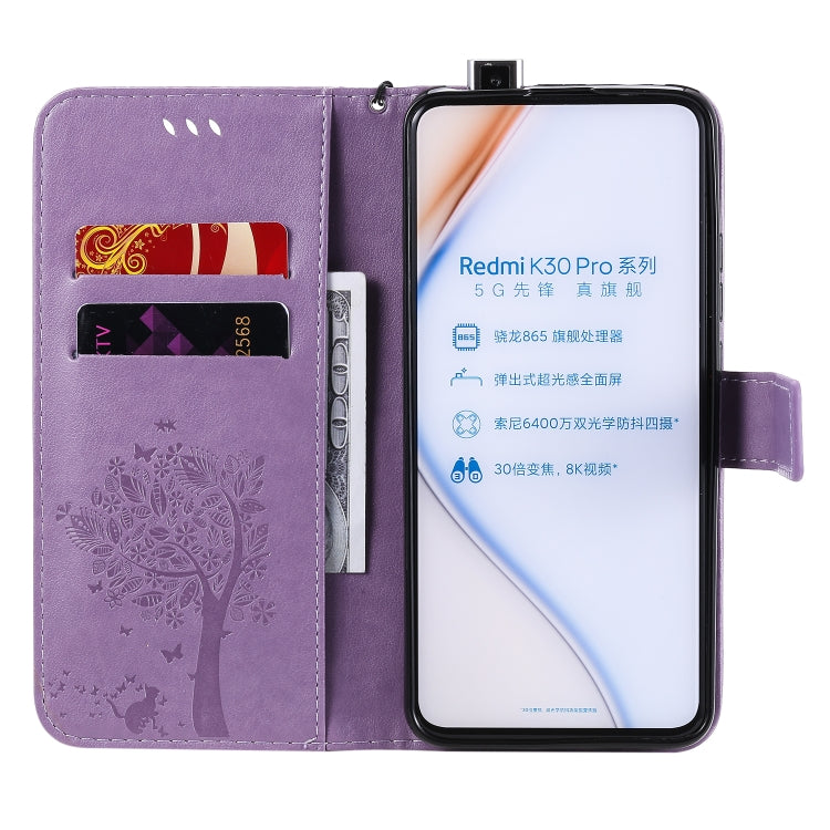 Tree & Cat Embossed Pattern Horizontal Flip Leather Case with Holder & Card Slots & Wallet & Lanyard, For Xiaomi Redmi K30 Pro, For Huawei Nova 7 Pro