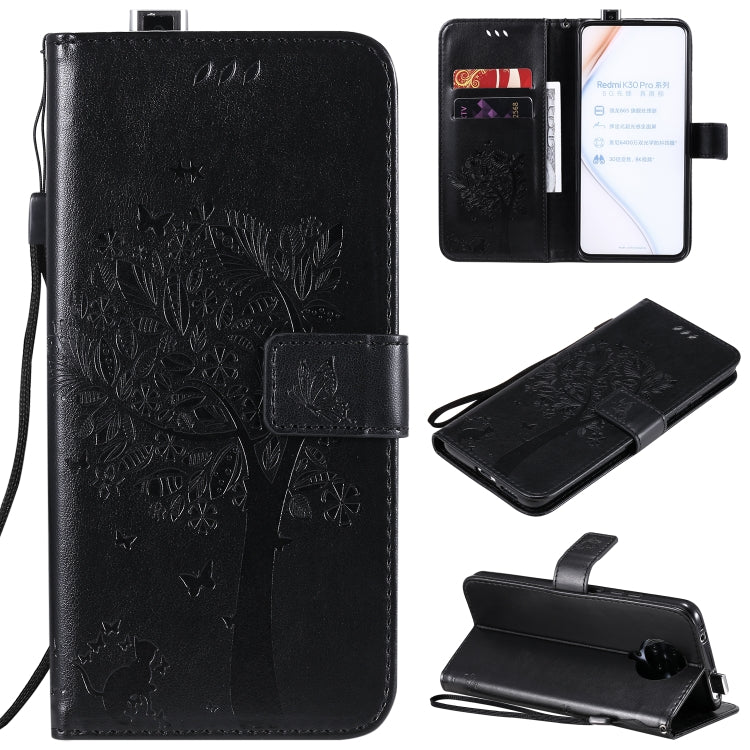 Tree & Cat Embossed Pattern Horizontal Flip Leather Case with Holder & Card Slots & Wallet & Lanyard, For Xiaomi Redmi K30 Pro, For Huawei Nova 7 Pro