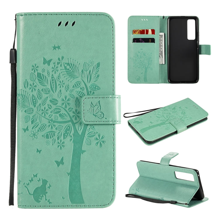 Tree & Cat Embossed Pattern Horizontal Flip Leather Case with Holder & Card Slots & Wallet & Lanyard, For Xiaomi Redmi K30 Pro, For Huawei Nova 7 Pro