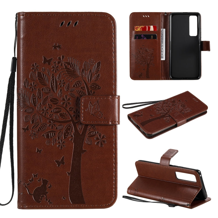 Tree & Cat Embossed Pattern Horizontal Flip Leather Case with Holder & Card Slots & Wallet & Lanyard, For Xiaomi Redmi K30 Pro, For Huawei Nova 7 Pro
