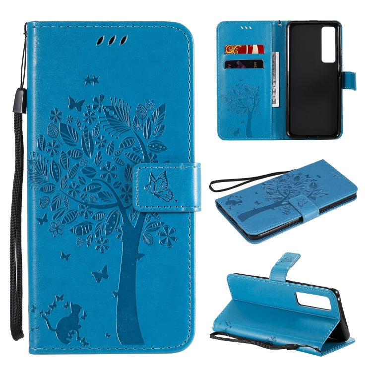 Tree & Cat Embossed Pattern Horizontal Flip Leather Case with Holder & Card Slots & Wallet & Lanyard, For Xiaomi Redmi K30 Pro, For Huawei Nova 7 Pro