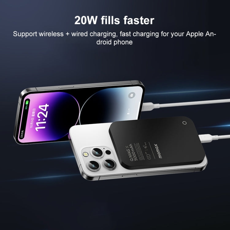 MOMAX Q.MAG X Portable Metal Magnetic Wireless Power Bank, 5000mAh, 20000mAh