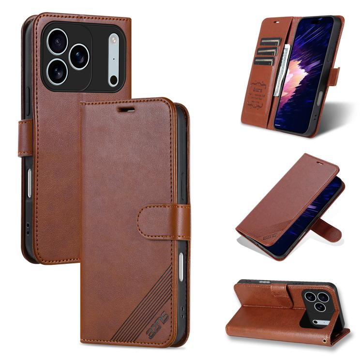 AZNS Sheepskin Texture Flip Leather Phone Case, For iPhone 17e / 16e, For iPhone 17 Pro Max, For iPhone 17 Pro, For iPhone 17, For iPhone Air, For iPhone 16 Pro Max, For iPhone 16 Pro, For iPhone 15 Pro Max