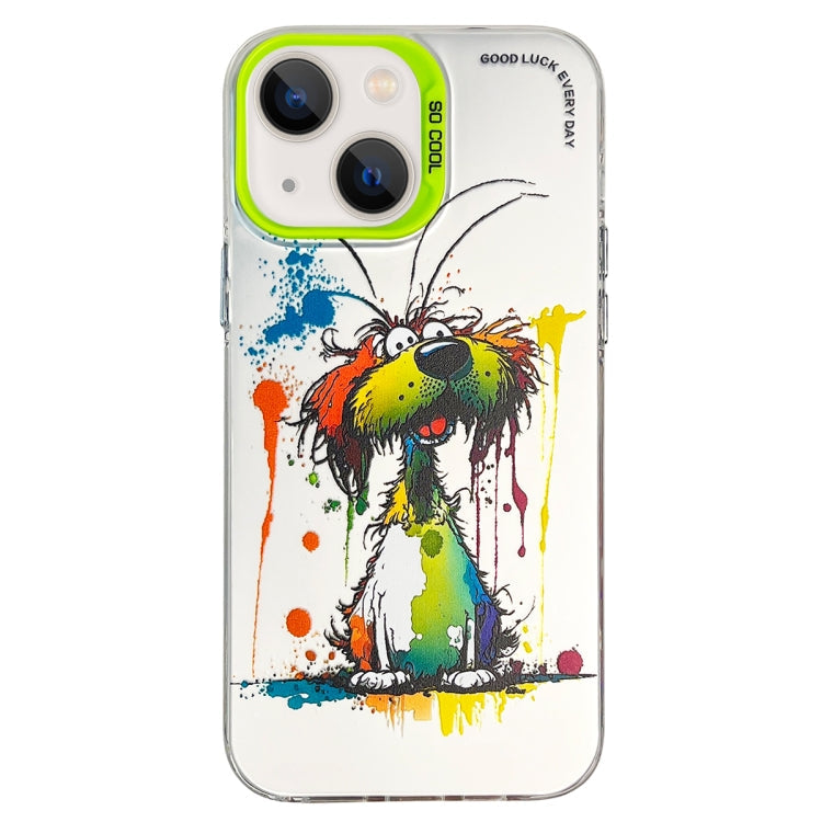 Double Layer Color Silver Series Animal Oil Painting Phone Case, For iPhone 14