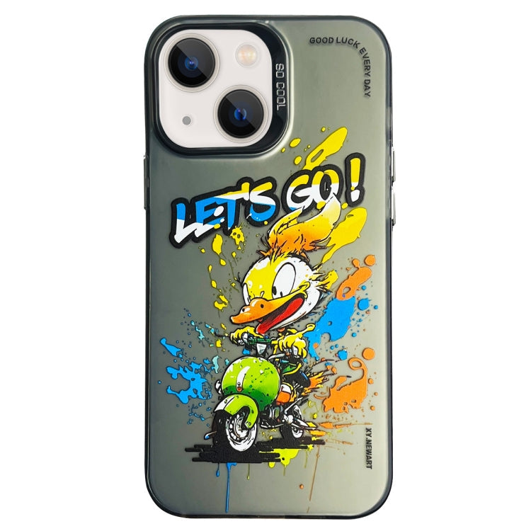 Double Layer Color Silver Series Animal Oil Painting Phone Case, For iPhone 14