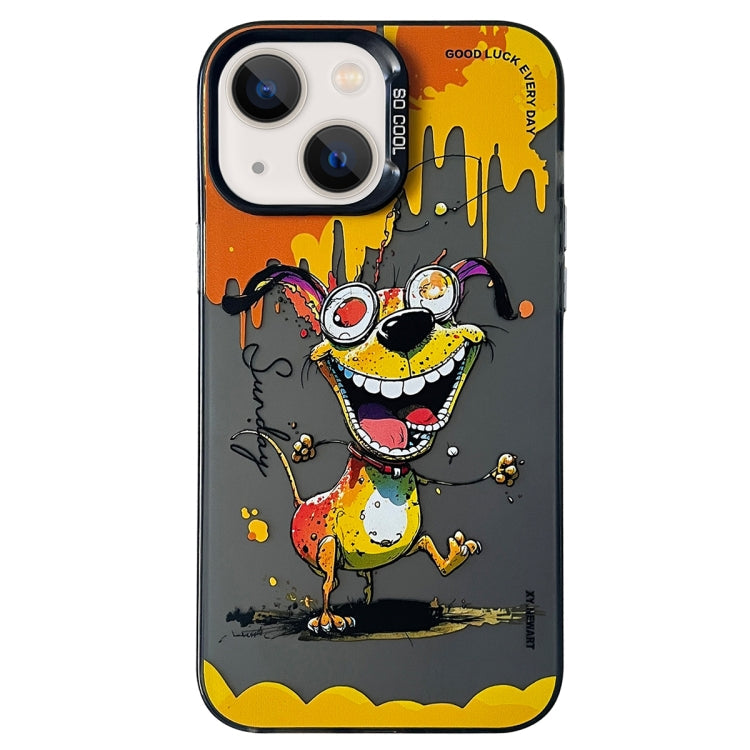 Double Layer Color Silver Series Animal Oil Painting Phone Case, For iPhone 14