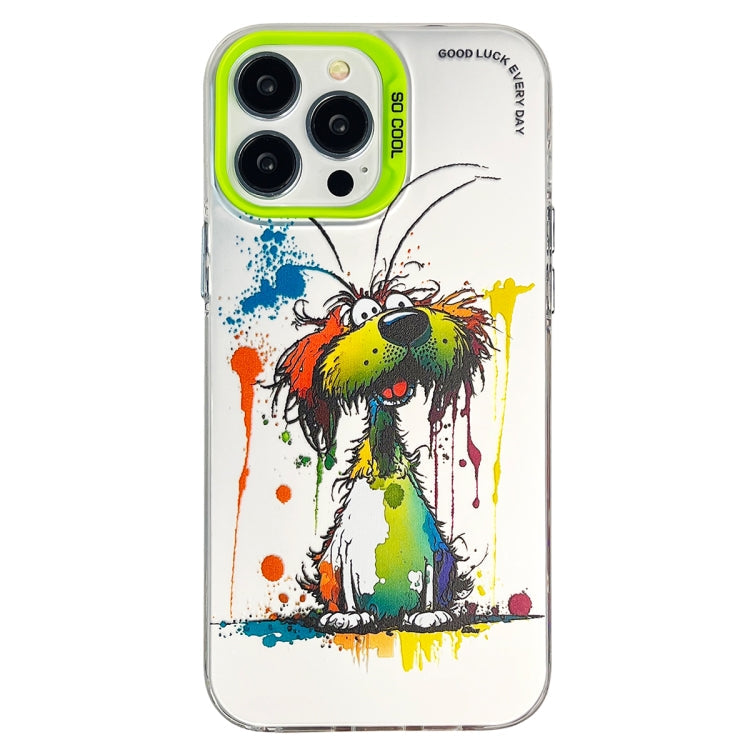 Double Layer Color Silver Series Animal Oil Painting Phone Case, For iPhone 14 Pro Max