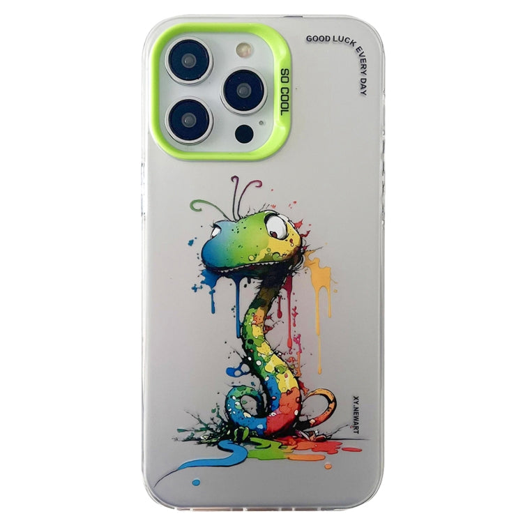 Double Layer Color Silver Series Animal Oil Painting Phone Case, For iPhone 14 Pro Max