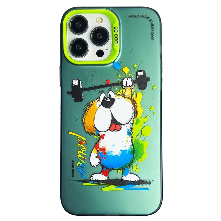 Double Layer Color Silver Series Animal Oil Painting Phone Case, For iPhone 13 Pro