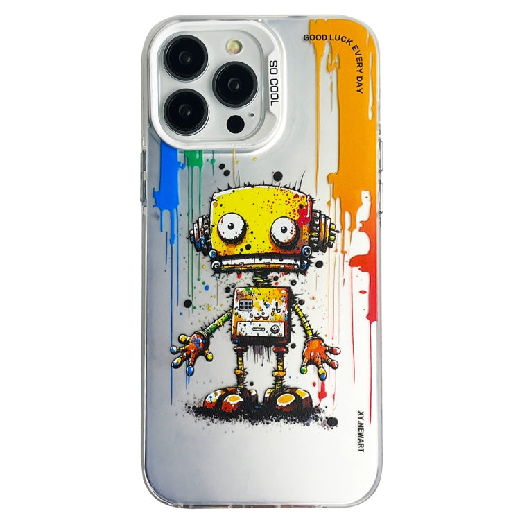 Double Layer Color Silver Series Animal Oil Painting Phone Case, For iPhone 13 Pro