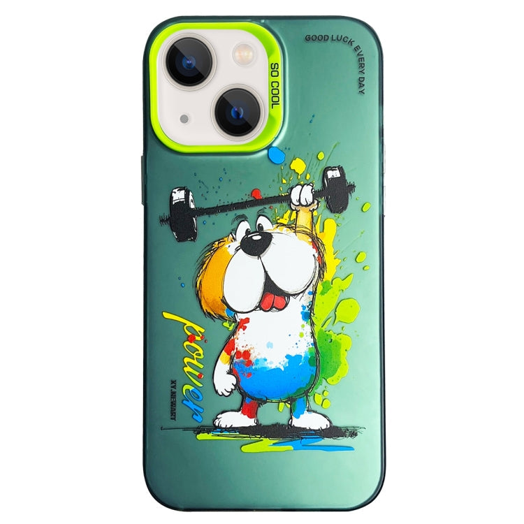 Double Layer Color Silver Series Animal Oil Painting Phone Case, For iPhone 13