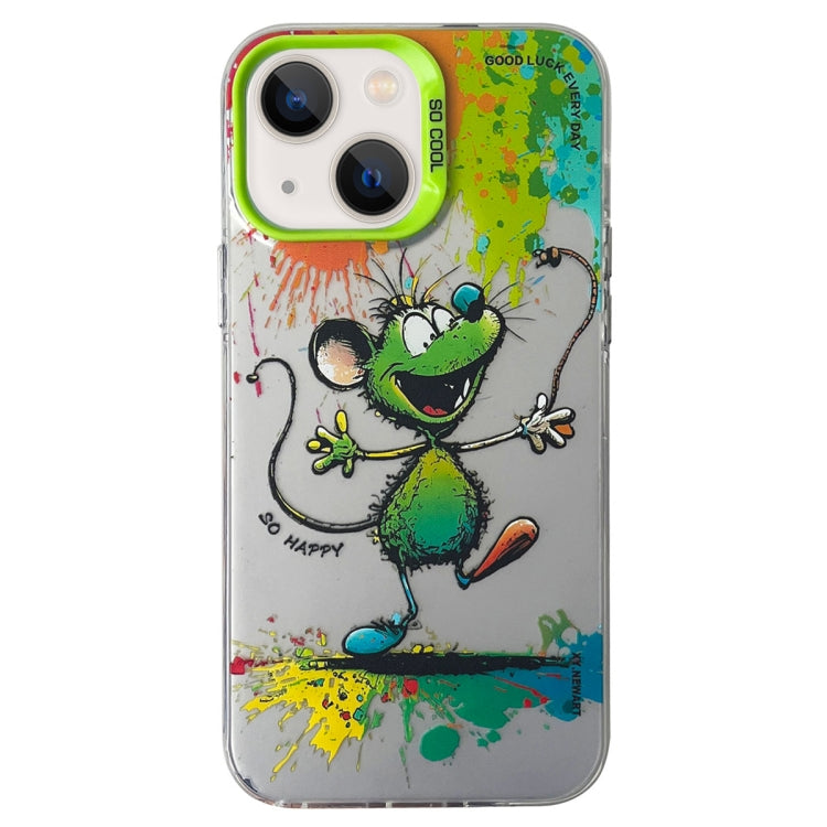 Double Layer Color Silver Series Animal Oil Painting Phone Case, For iPhone 13