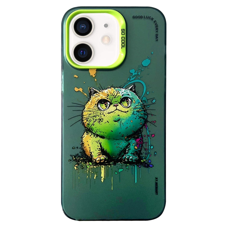 Double Layer Color Silver Series Animal Oil Painting Phone Case, For iPhone 12