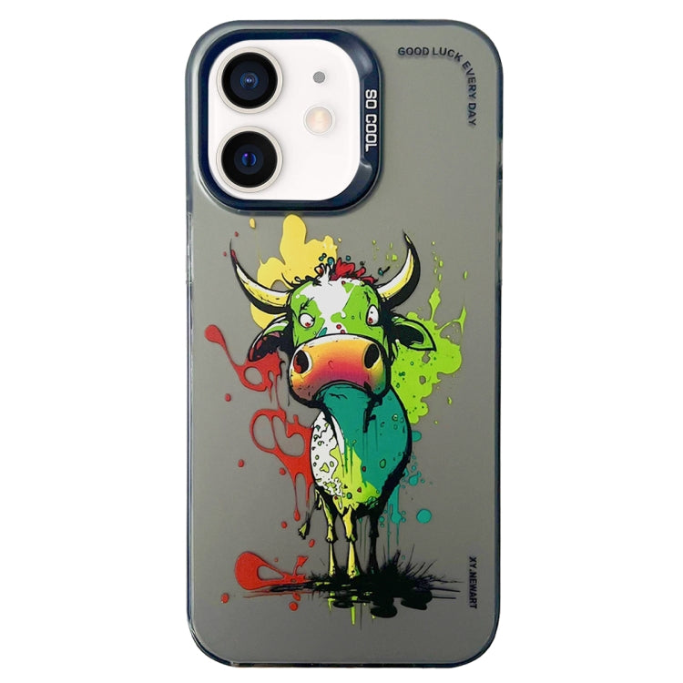 Double Layer Color Silver Series Animal Oil Painting Phone Case, For iPhone 12
