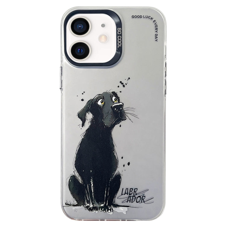 Double Layer Color Silver Series Animal Oil Painting Phone Case, For iPhone 12