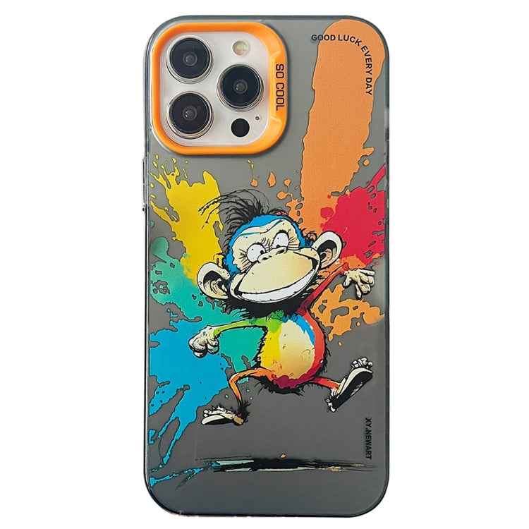 Double Layer Color Silver Series Animal Oil Painting Phone Case, For iPhone 12 Pro Max