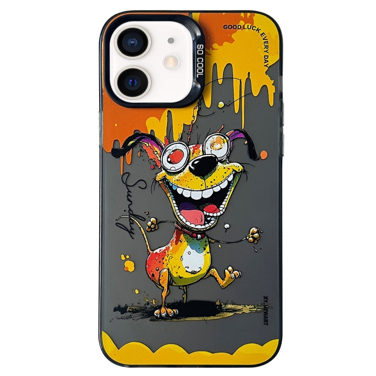 Double Layer Color Silver Series Animal Oil Painting Phone Case, For iPhone 11