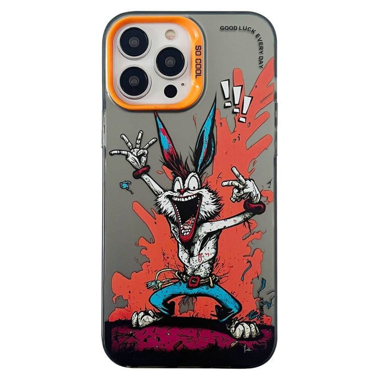 Double Layer Color Silver Series Animal Oil Painting Phone Case, For iPhone 15 Pro