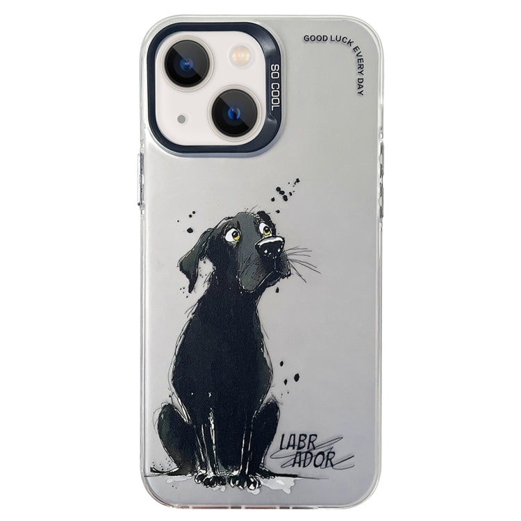 Double Layer Color Silver Series Animal Oil Painting Phone Case, For iPhone 15 Plus