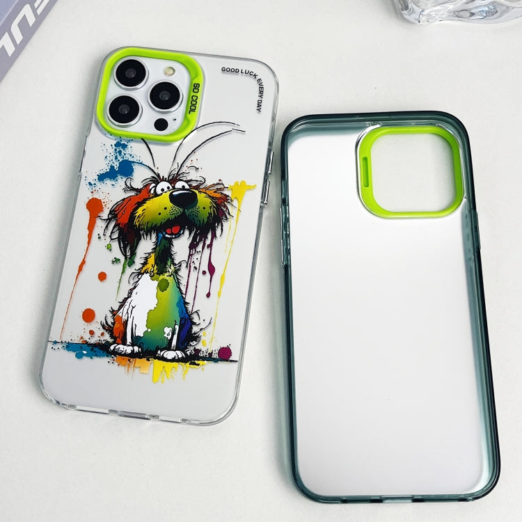 Double Layer Color Silver Series Animal Oil Painting Phone Case, For iPhone 13 Pro Max