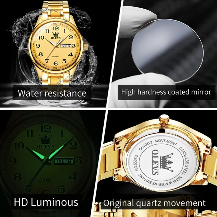 OLEVS 5567 Men Steel Strap Waterproof Quartz Watch, 5567 Men
