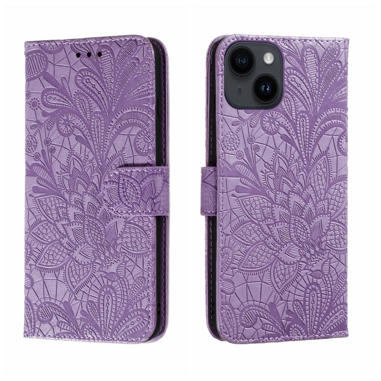Lace Flower Embossing Flip Leather Phone Case, For iPhone 16, For iPhone 15 Pro Max, For iPhone 15 Pro, For iPhone 15 Plus