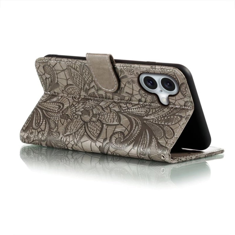 Lace Flower Embossing Flip Leather Phone Case, For iPhone 16, For iPhone 15 Pro Max, For iPhone 15 Pro, For iPhone 15 Plus