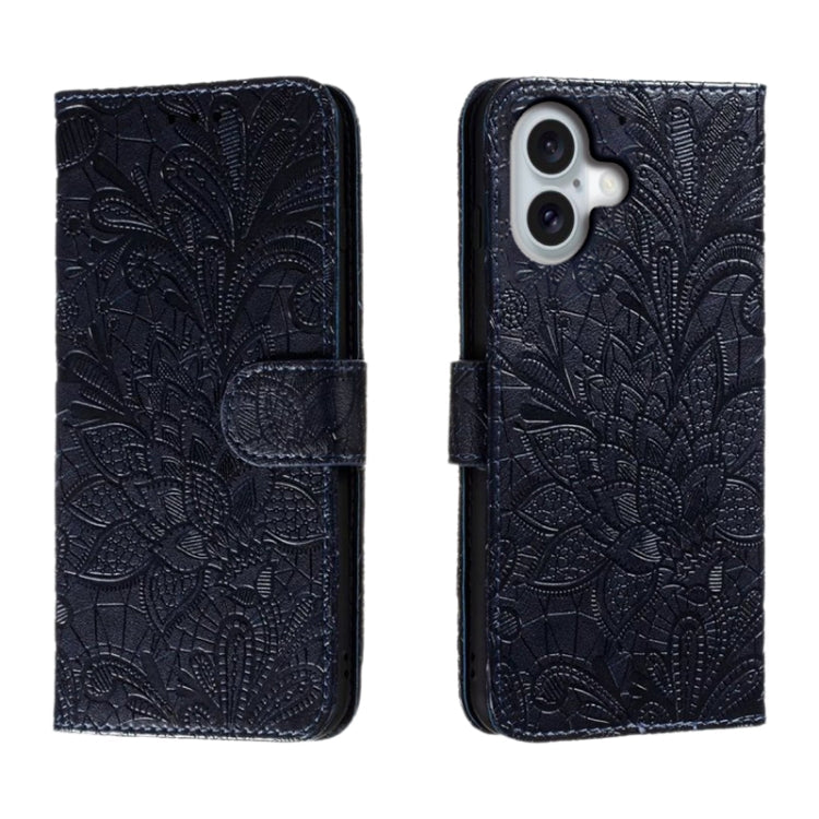 Lace Flower Embossing Flip Leather Phone Case, For iPhone 16, For iPhone 15 Pro Max, For iPhone 15 Pro, For iPhone 15 Plus