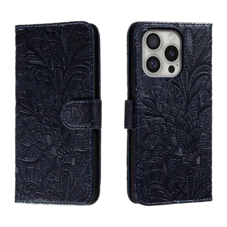 Lace Flower Embossing Flip Leather Phone Case, For iPhone Air, For iPhone 16 Pro Max, For iPhone 16 Pro, For iPhone 16 Plus