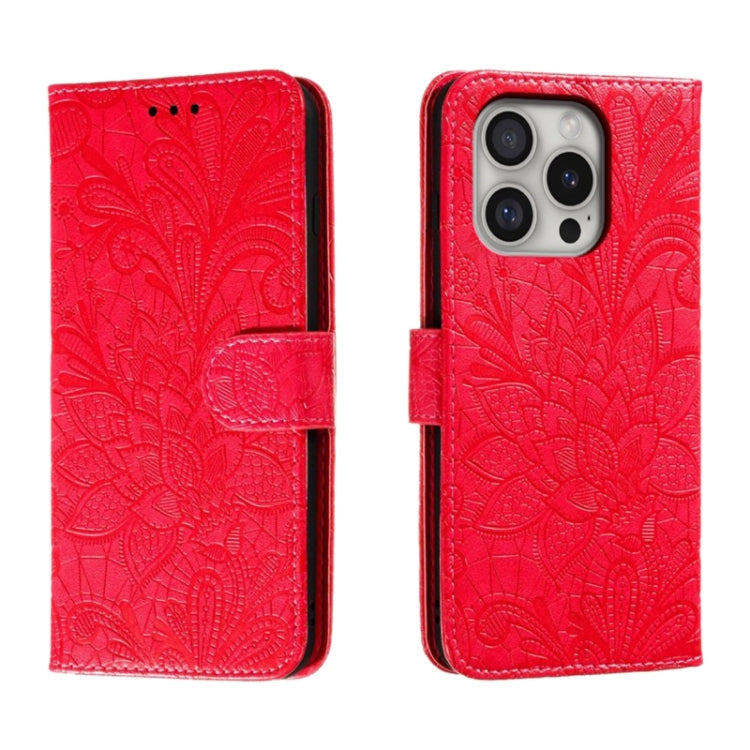 Lace Flower Embossing Flip Leather Phone Case, For iPhone Air, For iPhone 16 Pro Max, For iPhone 16 Pro, For iPhone 16 Plus