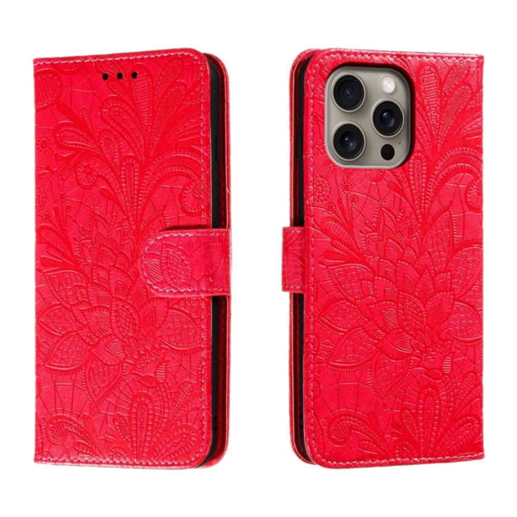 Lace Flower Embossing Flip Leather Phone Case, For iPhone Air, For iPhone 16 Pro Max, For iPhone 16 Pro, For iPhone 16 Plus
