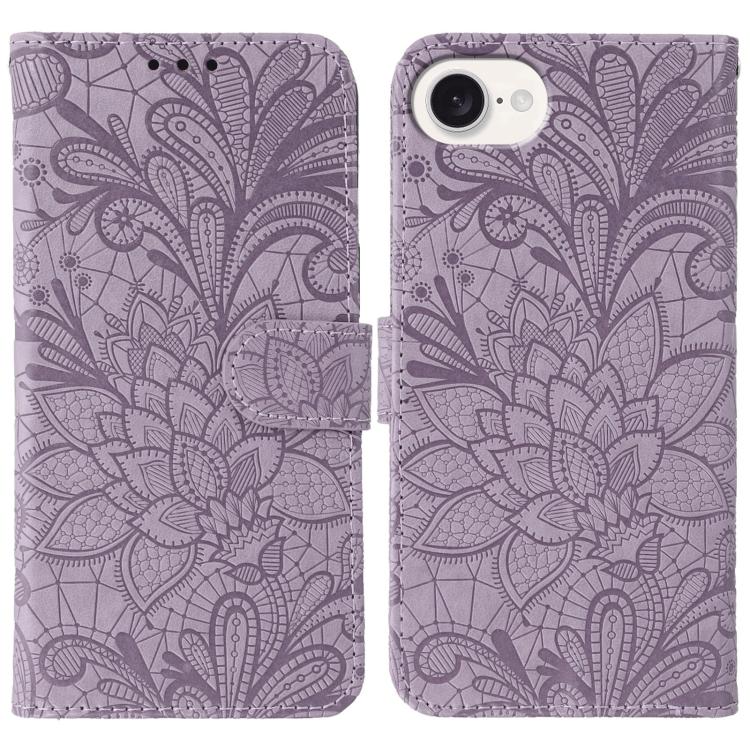 Lace Flower Embossing Flip Leather Phone Case, For iPhone 17e / 16e, For iPhone 17 Pro Max, For iPhone 17 Pro, For iPhone 17