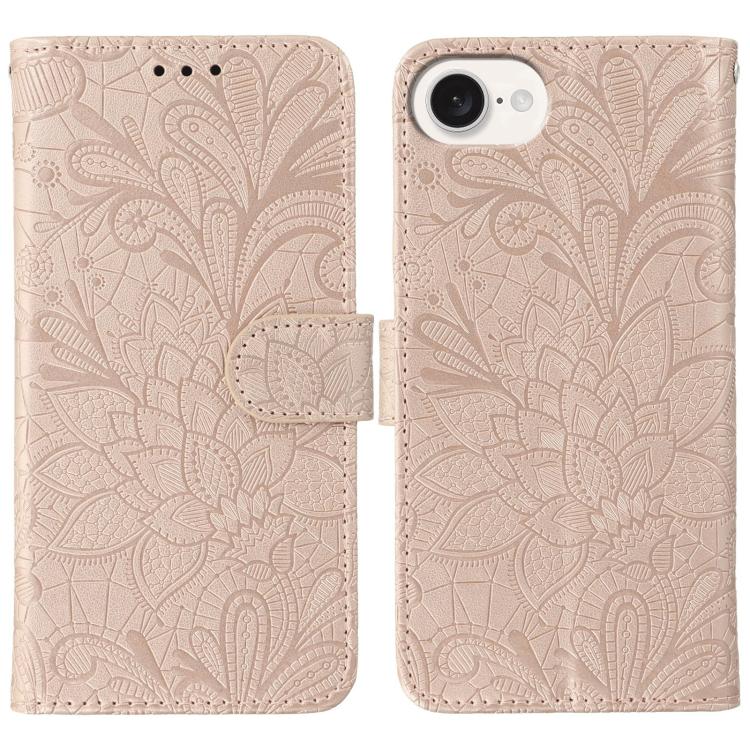 Lace Flower Embossing Flip Leather Phone Case, For iPhone 17e / 16e, For iPhone 17 Pro Max, For iPhone 17 Pro, For iPhone 17