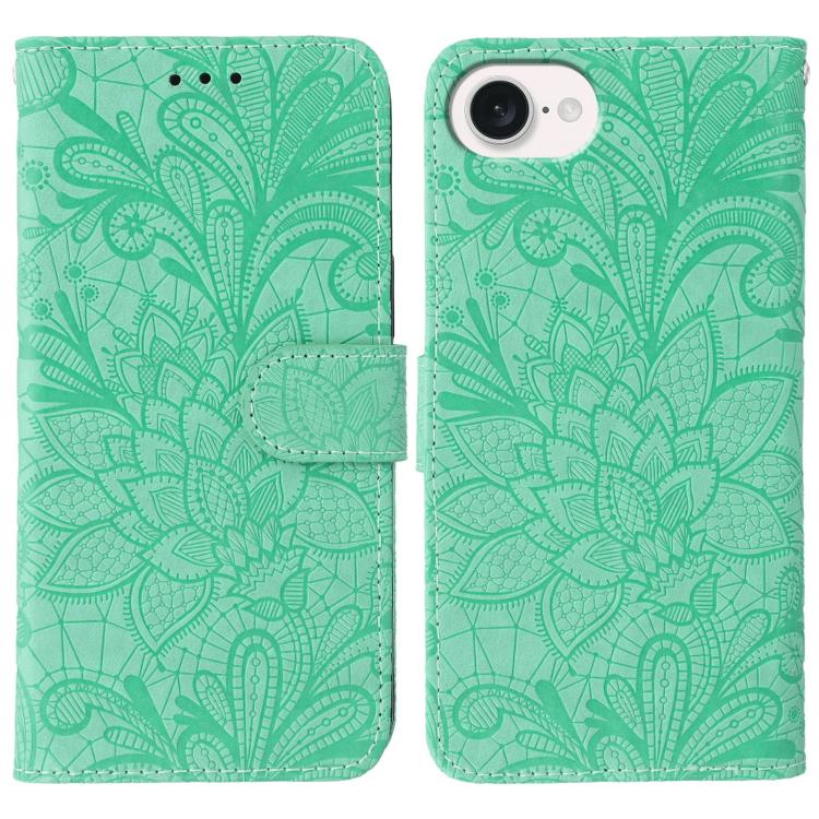 Lace Flower Embossing Flip Leather Phone Case, For iPhone 17e / 16e, For iPhone 17 Pro Max, For iPhone 17 Pro, For iPhone 17