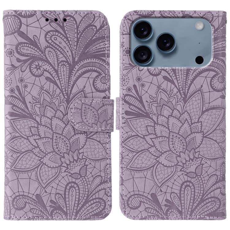 Lace Flower Embossing Flip Leather Phone Case, For iPhone 17e / 16e, For iPhone 17 Pro Max, For iPhone 17 Pro, For iPhone 17