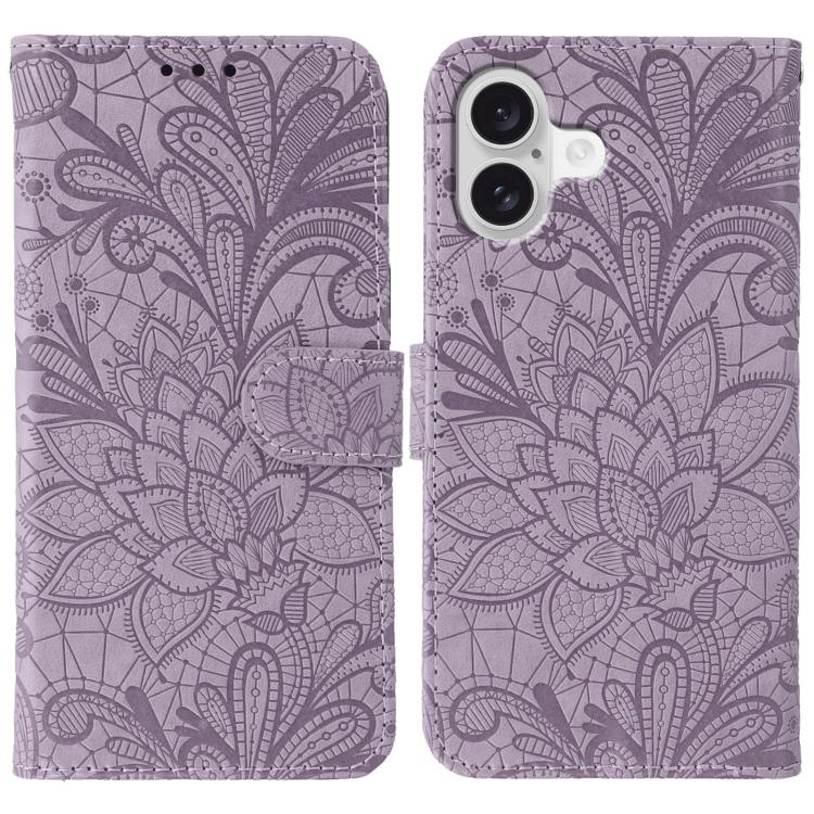 Lace Flower Embossing Flip Leather Phone Case, For iPhone 17e / 16e, For iPhone 17 Pro Max, For iPhone 17 Pro, For iPhone 17
