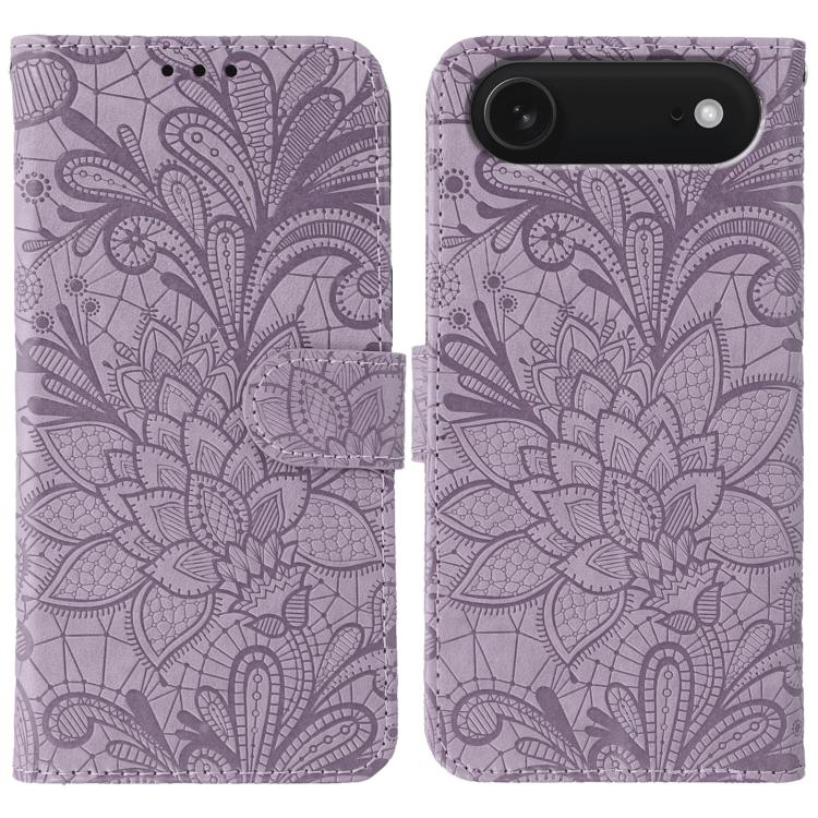 Lace Flower Embossing Flip Leather Phone Case, For iPhone Air, For iPhone 16 Pro Max, For iPhone 16 Pro, For iPhone 16 Plus