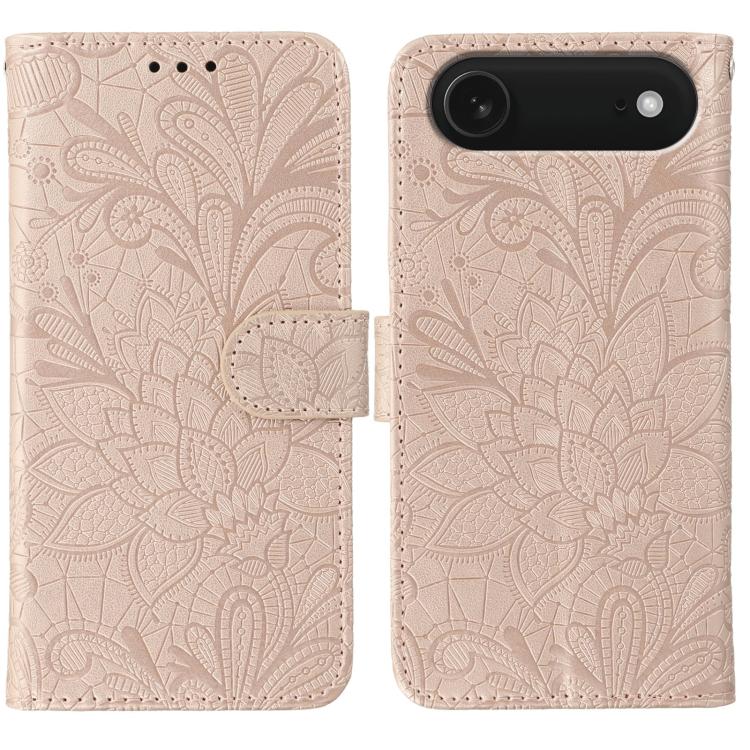 Lace Flower Embossing Flip Leather Phone Case, For iPhone Air, For iPhone 16 Pro Max, For iPhone 16 Pro, For iPhone 16 Plus