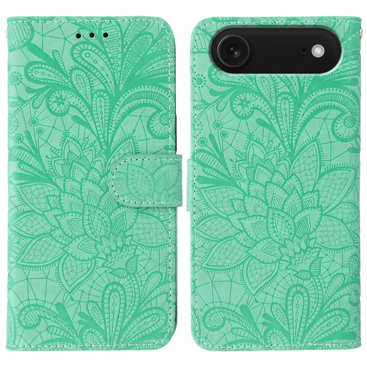 Lace Flower Embossing Flip Leather Phone Case, For iPhone Air, For iPhone 16 Pro Max, For iPhone 16 Pro, For iPhone 16 Plus