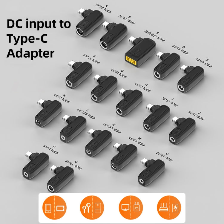 100W N 3.5X1.35mm Female to USB-C/Type-C Male Plug Charging Adapter, 3.5X1.35mm