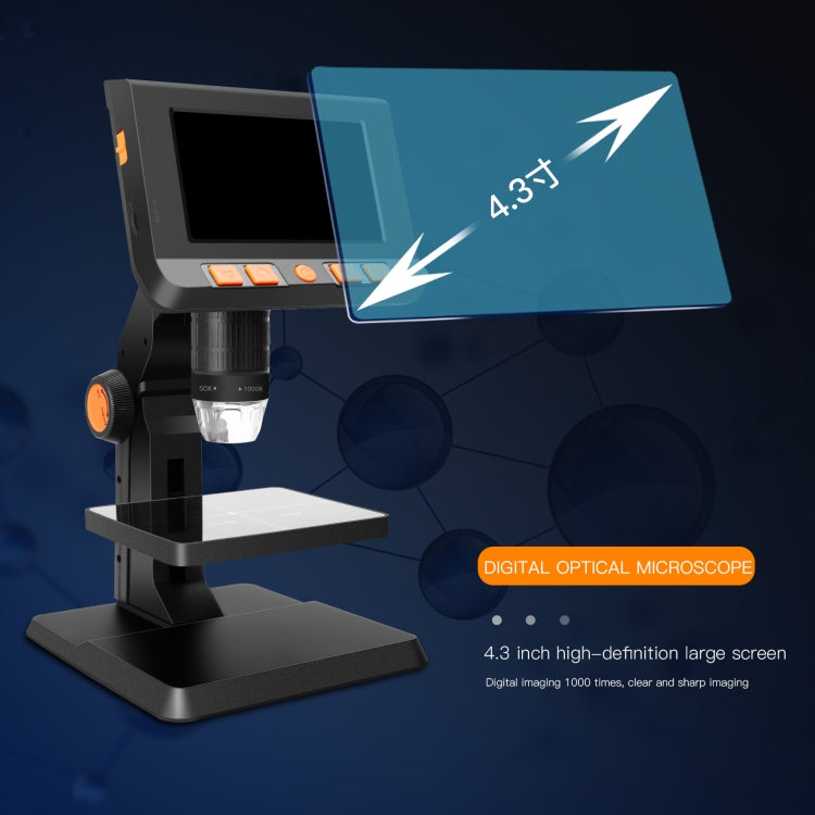P110 50X-1000X Desktop Electronic Digital Microscope with 4.3 inch Screen, P110