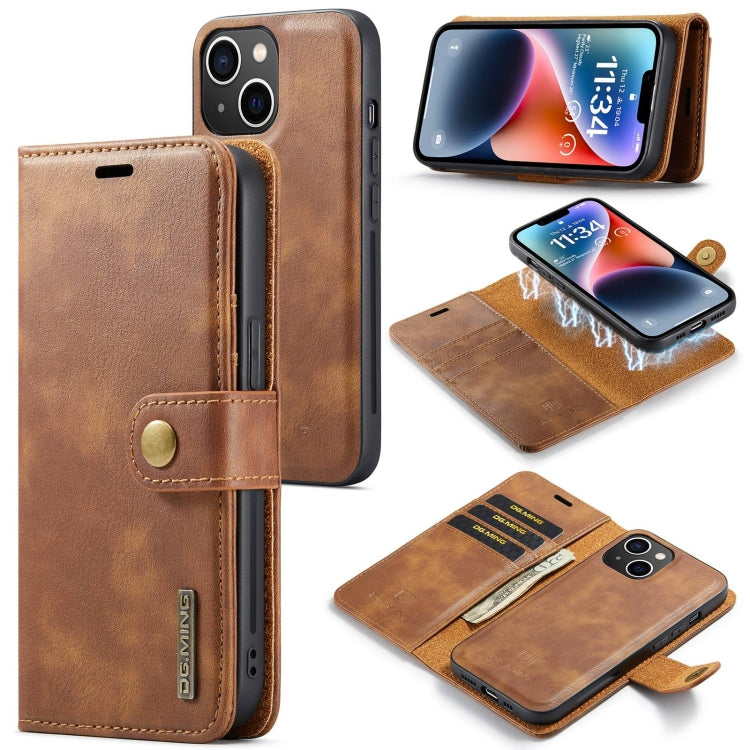 DG.MING Crazy Horse Texture Detachable Magnetic Leather Phone Case, For iPhone 15
