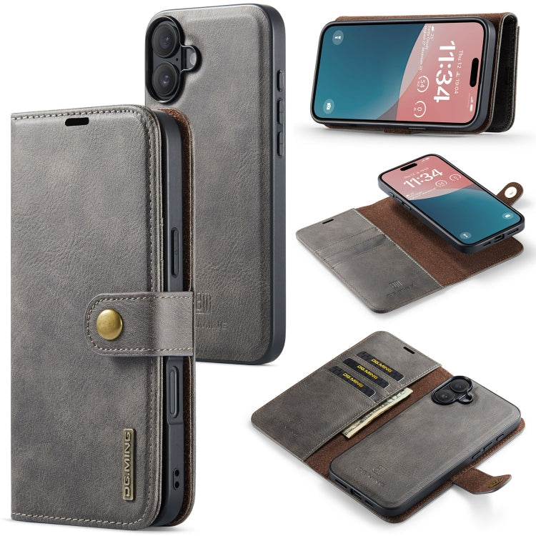 DG.MING Crazy Horse Texture Detachable Magnetic Leather Phone Case, For iPhone 16, For iPhone 15 Pro Max, For iPhone 15 Pro, For iPhone 15 Plus