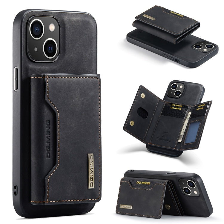 DG.MING M2 Series 3-Fold Card Bag Wallet Leather Phone Case, For iPhone 16, For iPhone 15 Pro Max, For iPhone 15 Pro, For iPhone 15 Plus