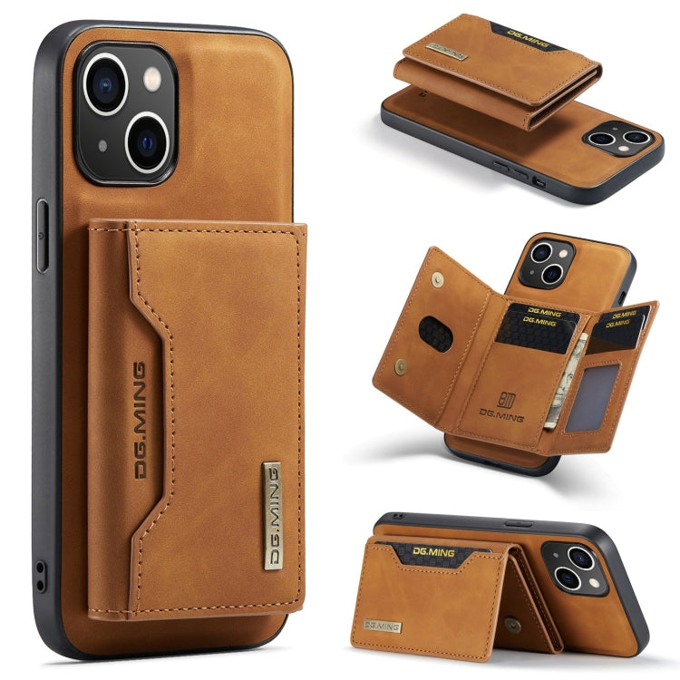 DG.MING M2 Series 3-Fold Card Bag Wallet Leather Phone Case, For iPhone 16, For iPhone 15 Pro Max, For iPhone 15 Pro, For iPhone 15 Plus