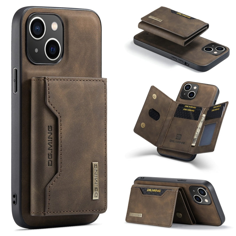 DG.MING M2 Series 3-Fold Card Bag Wallet Leather Phone Case, For iPhone 16, For iPhone 15 Pro Max, For iPhone 15 Pro, For iPhone 15 Plus