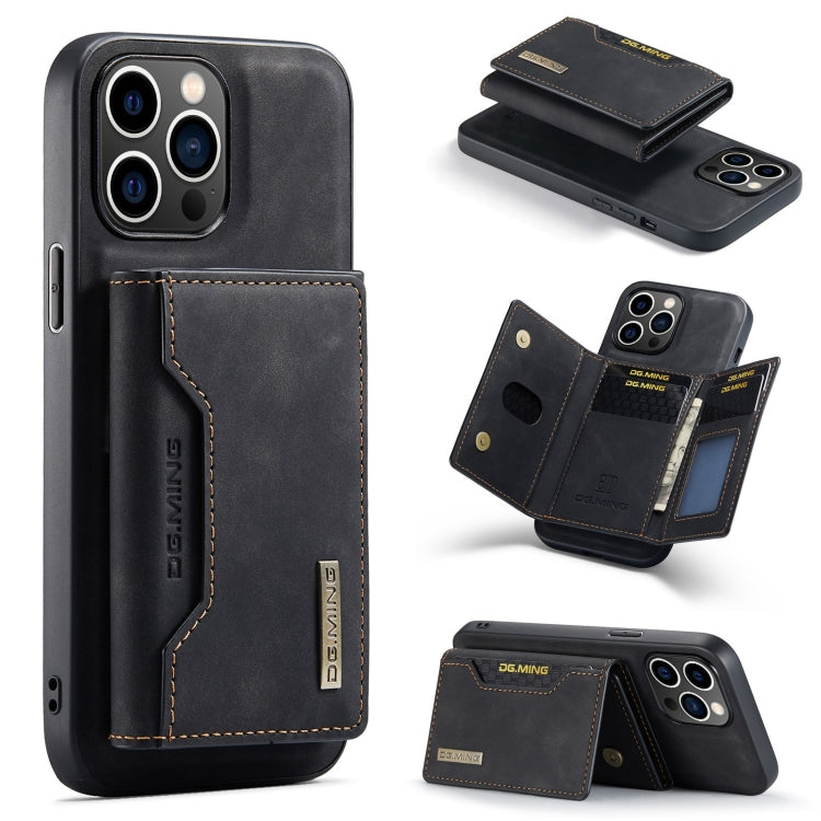 DG.MING M2 Series 3-Fold Card Bag Wallet Leather Phone Case, For iPhone 16, For iPhone 15 Pro Max, For iPhone 15 Pro, For iPhone 15 Plus