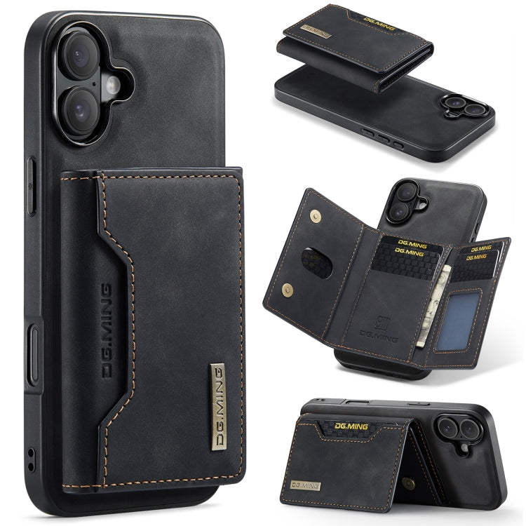 DG.MING M2 Series 3-Fold Card Bag Wallet Leather Phone Case, For iPhone Air, For iPhone 16 Pro Max, For iPhone 16 Pro, For iPhone 16 Plus