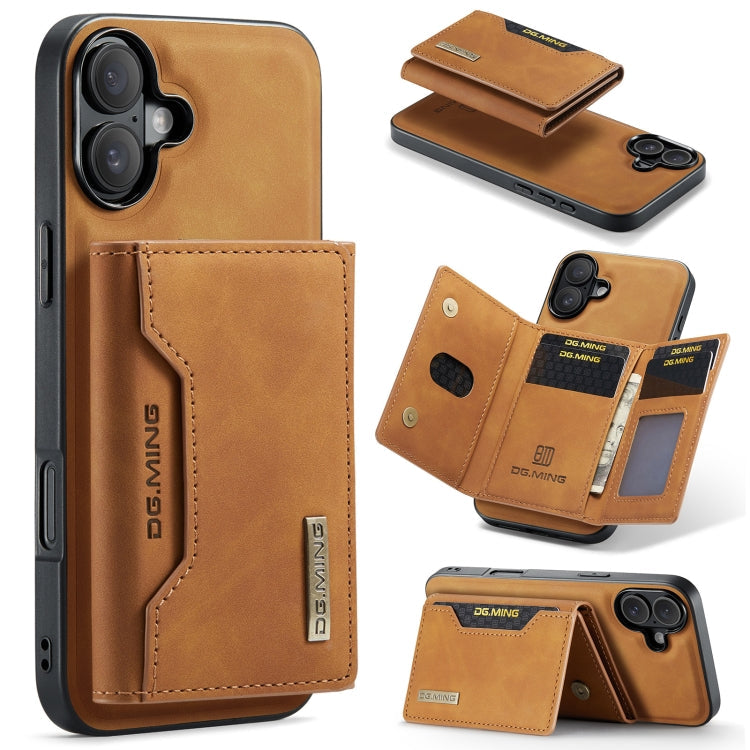 DG.MING M2 Series 3-Fold Card Bag Wallet Leather Phone Case, For iPhone Air, For iPhone 16 Pro Max, For iPhone 16 Pro, For iPhone 16 Plus